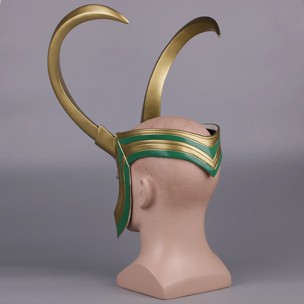 Película Thor 3 Ragnarok Loki Laufeyson PVC Cosplay disfraces máscara casco Halloween Prop
