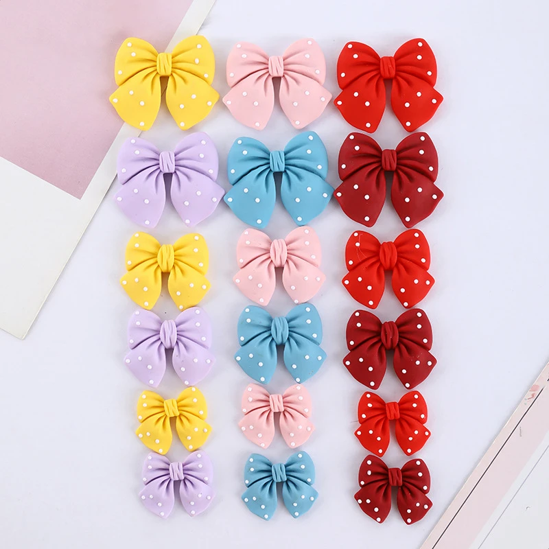 20Pcs carino Dot Bowknot resina artigianato fai da te clip di capelli per bambini collane cellulare Shell Patch accessori materiale decorativo