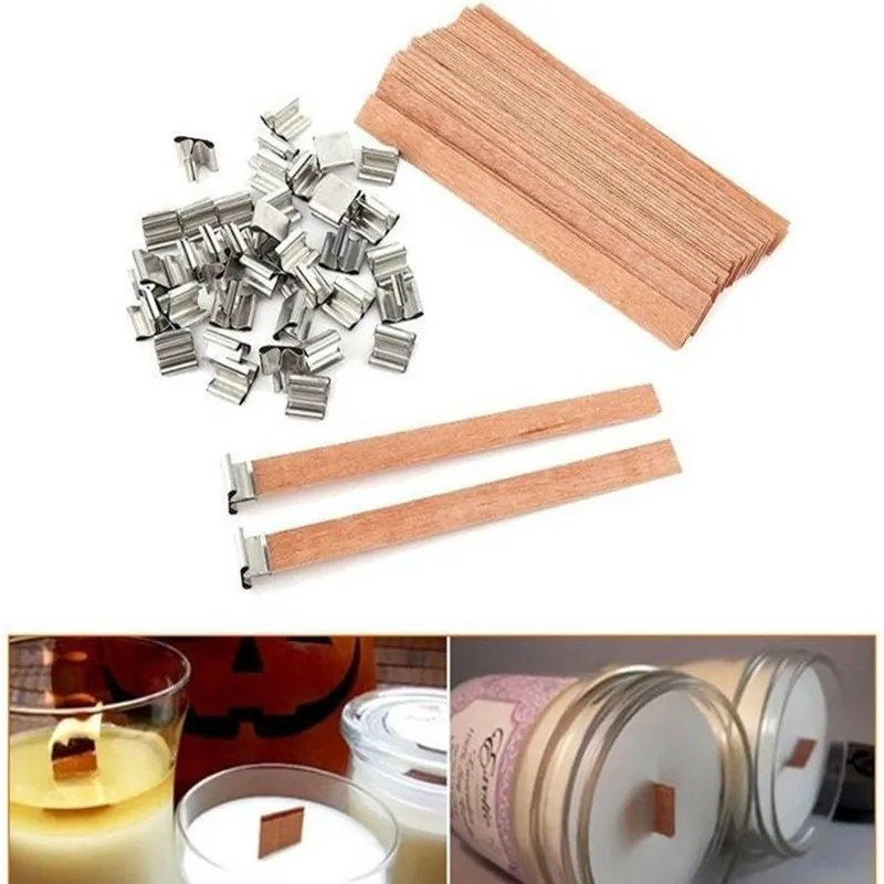 Natural Wood Wax Wick DIY Soy Wax Candle Making Aromatherapy Smokeless Environmental Protection Wood Chip Wick Holder