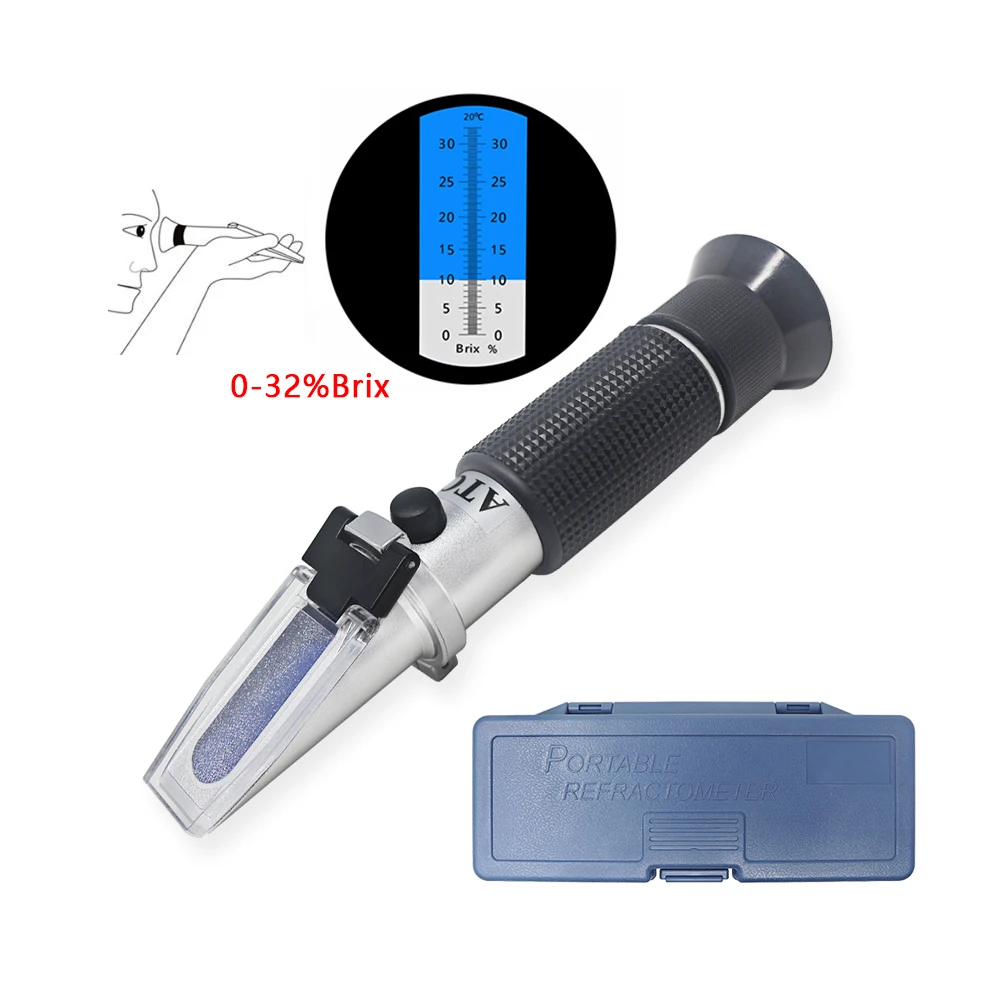 Hand Held Brix Refractometer Sugar Optical 0-32% Hydrometer For Sugar Hand Tools  For Sugar Meter Brix Fruit Juice With ATC