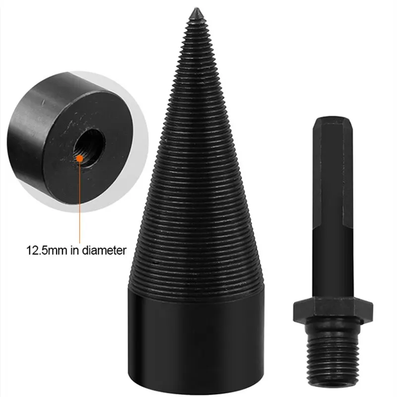 48mm Firewood Splitter Machine Drill Bit Round/Hexagonal Shank Wood Splitting Cone Reamer Punch Driver Bits Woodworking Tools