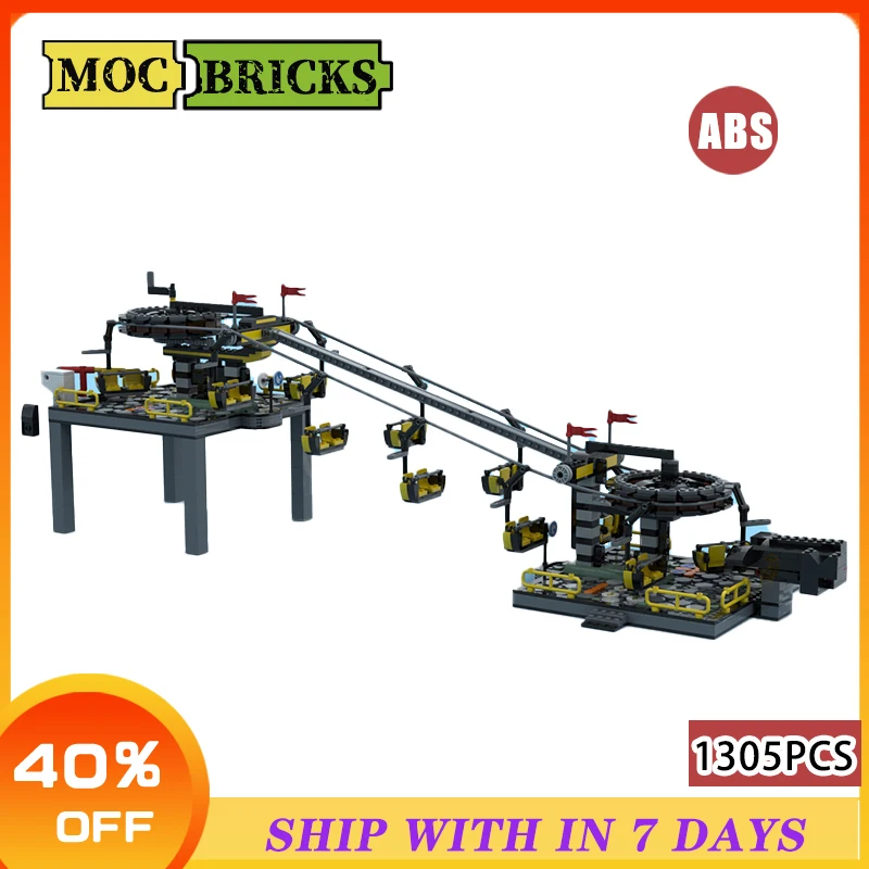 MOC Building Blocks Ski Lift Chairlift Model Construction DIY Assembly Toys Kid Gift