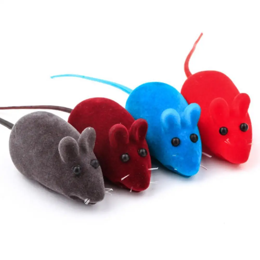 False Mouse Cats Pet Toys Long-haired Tail Mice With Sound Rattling Soft Real Rabbit Fur Sound Squeaky Toy For Cats Dogs