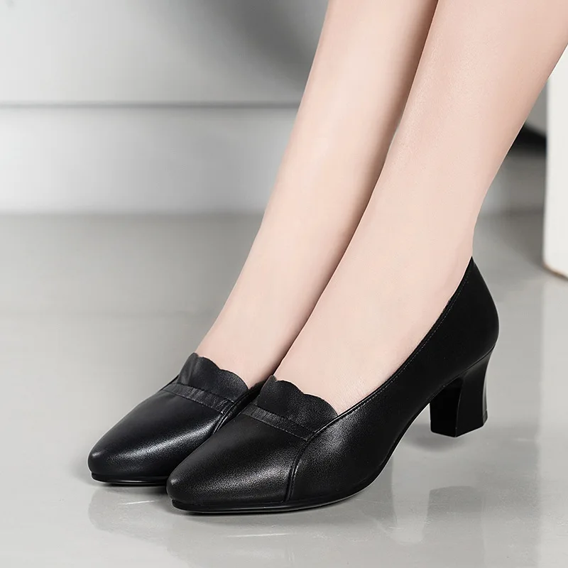 Women's Pumps Spring Autumn Women Pointed Toe Med Square High Heels Casual Office Work Shoes Female Party Wedding Shoes