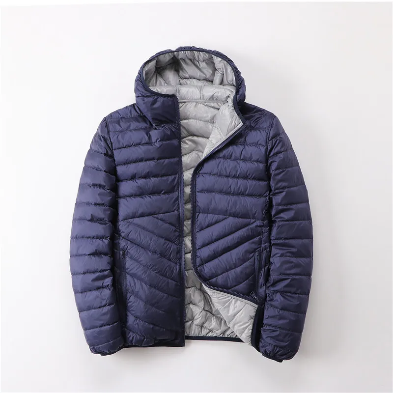 Autumn Down Men's Ultralight Winter Jacket Men Hooded Mens Jackets and Coats Two Side Wear Veste Homme KJ5996