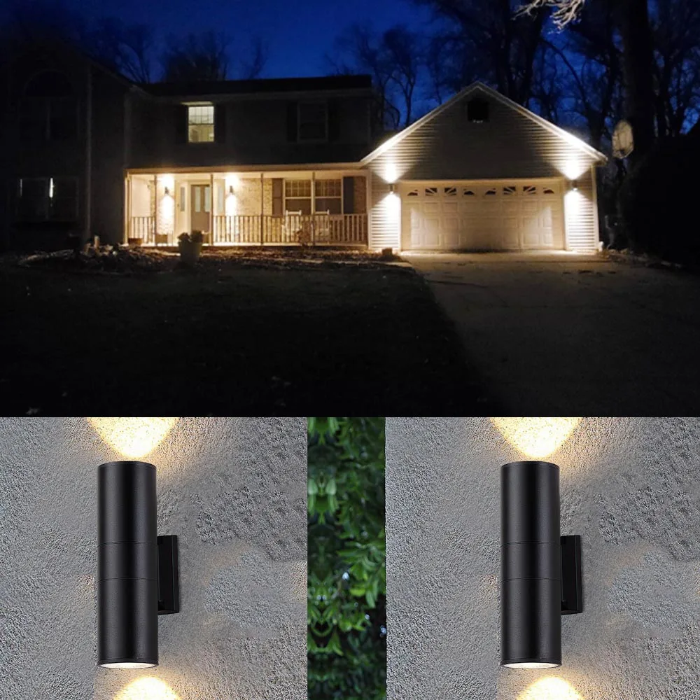 Led Round Up and Down Lights Outdoor Wall Light Body in Aluminum Waterproof Outdoor Wall Lamps 3000k 6000k 30w with Ac85-260v