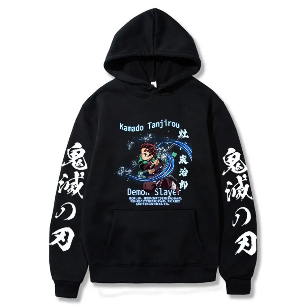 

Anime Demon Slayer Tanjirou Nezuko Zenitsu Men/Women Hoodie Karasuno Couples Drawstring Sweatshirt Retro Streetwear Unisex Top