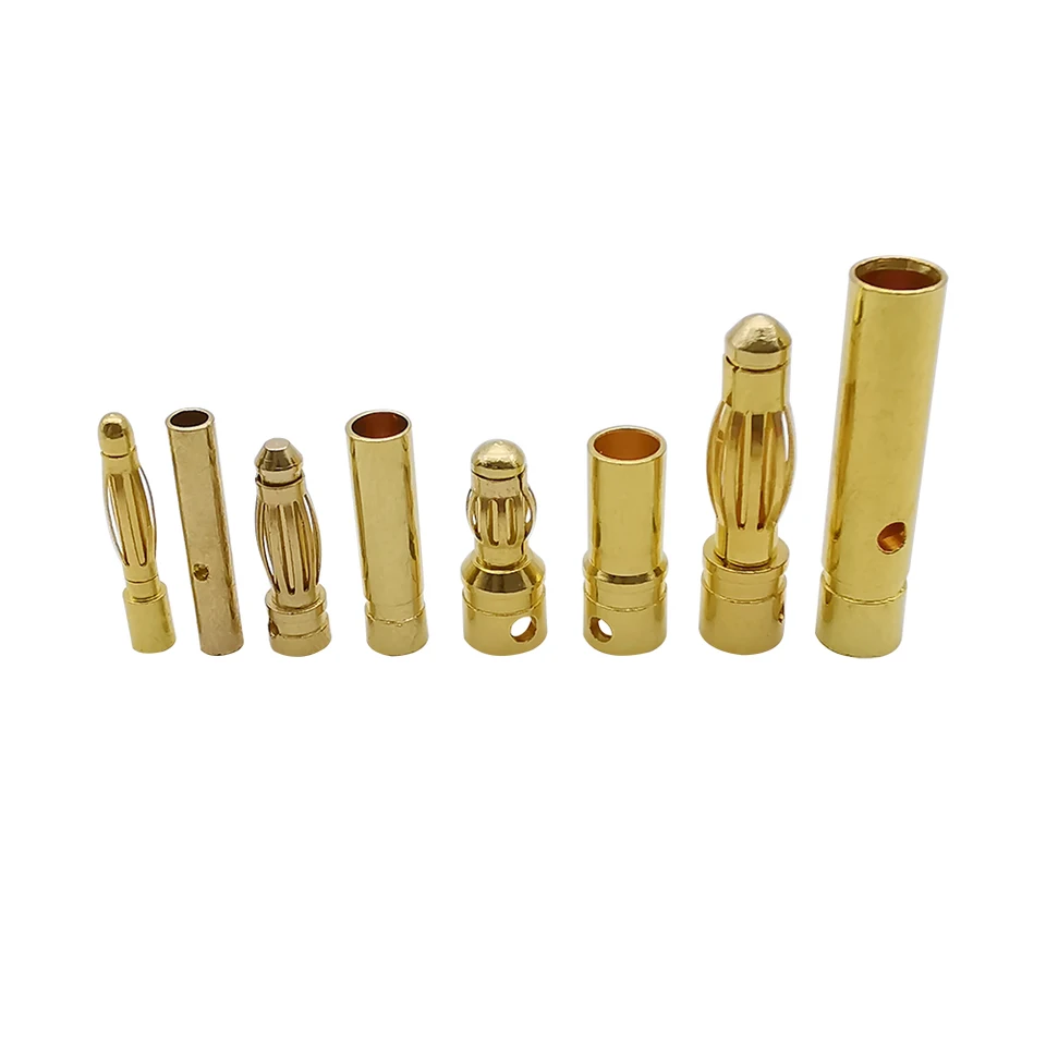 Conectores Banana Tipo Bala de 2mm 3mm 3.5mm 4mm Dorados, Macho y Hembra para Baterías RC 2