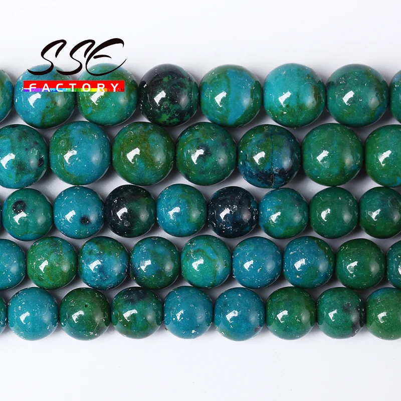 wholesale Natural Chrysocolla Round Loose Spacer Beads Natural Stone Beads 15" Strand 4 6 8 10 12mm For Jewelry Making Bracelets