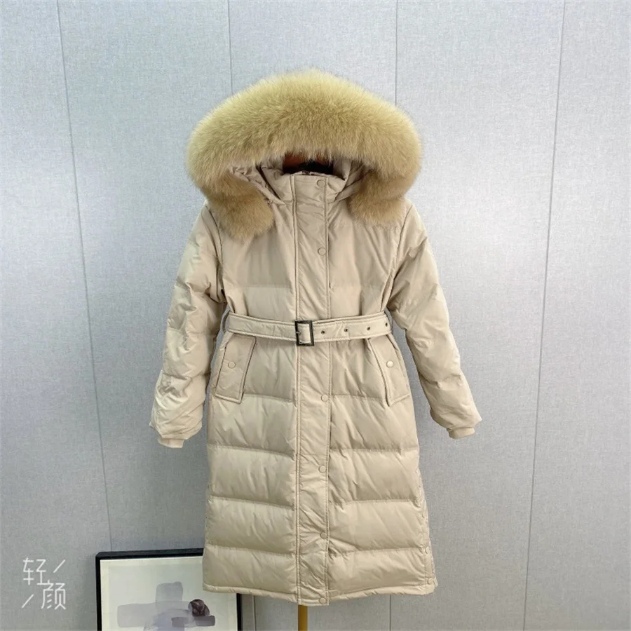 Fashion Outwear Winter Jacket Women Coat 90% White duck down Real Fox Fur Casual Outdoor Green Black Khaki Female Long Parker