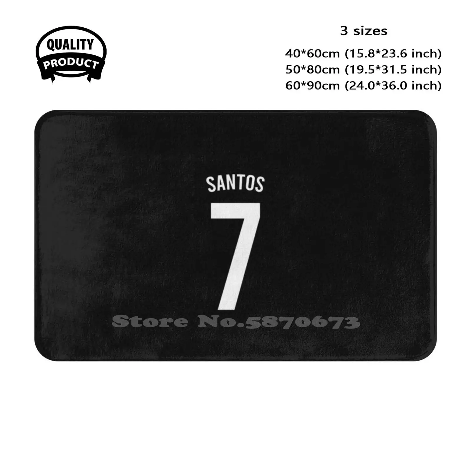 Santos Football Jersey Soft Cushion Home Carpet Door Mat Car Rug Santos Football Team Player Ronaldo Soccer Eden Hazard Name