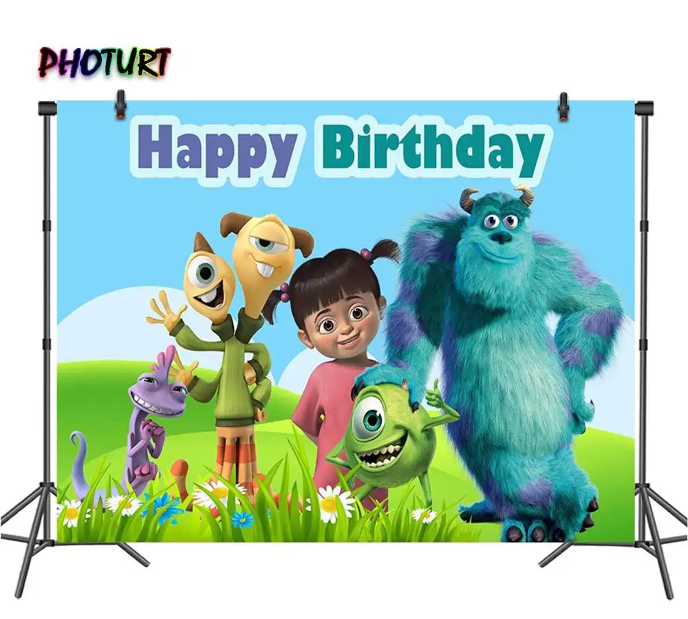 

PHOTURT Monster University Photography Backdrops Baby Shower 1st Birthday Party Photo Background Vinyl Photo Decorate Props