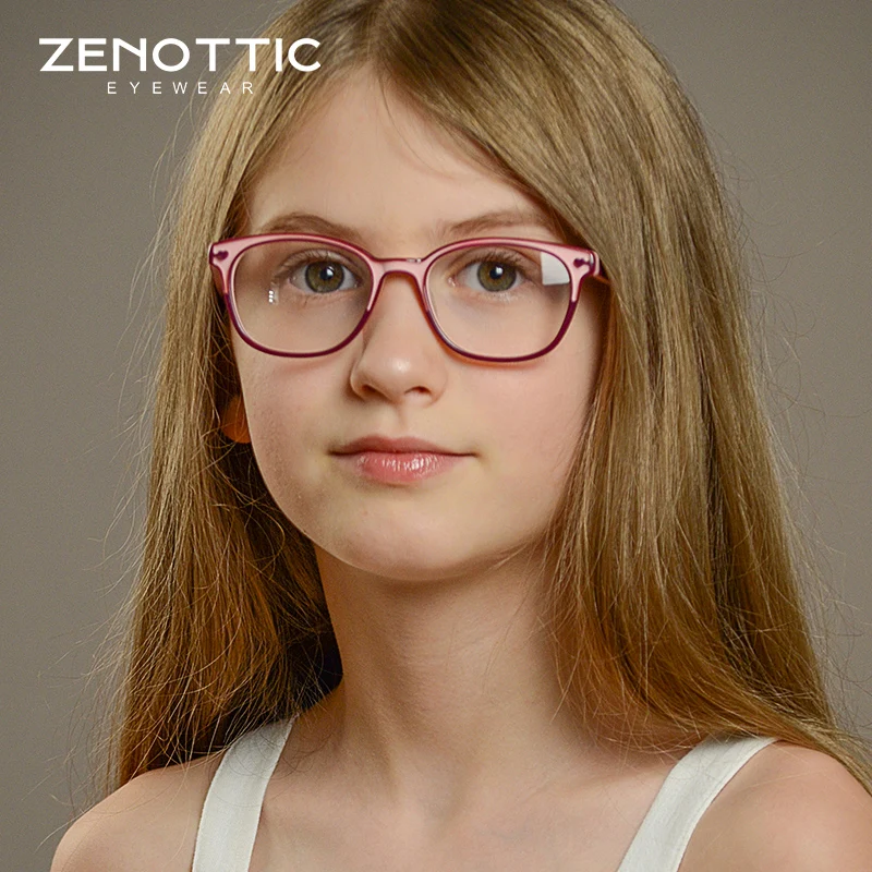 ZENOTTIC Acetate Children Glasses Frames Girls Boys Myopia Optical Spectacles Anti Blue Ray Lens Myopia Prescription Eyeglasses