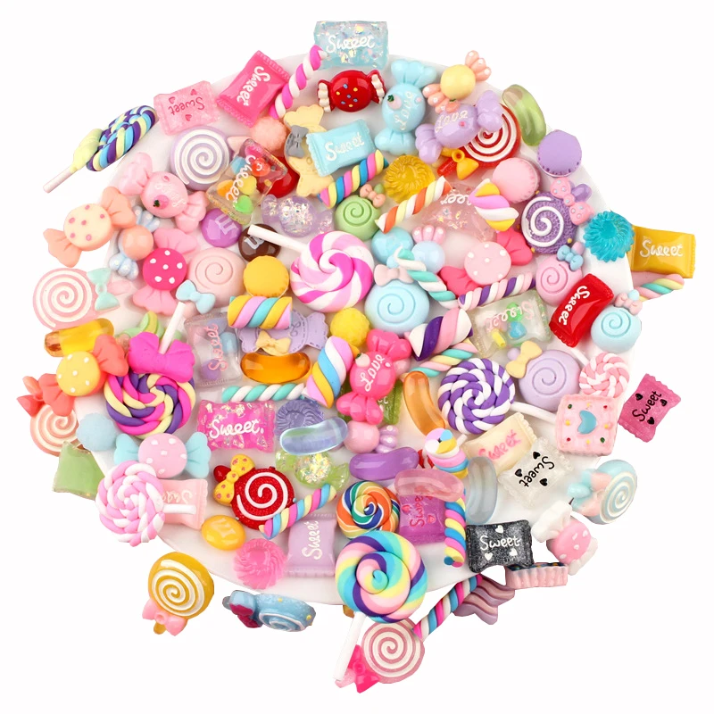 10/30/50/100 Pcs Candy Material Kit 3D Resin Flat Cabochons Embellishment Apple Diy Wedding Hairpin accessories Scrapbook Craft