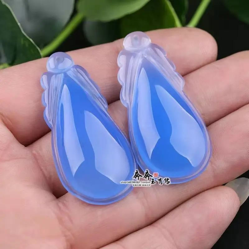 

100% Real agate blue jade pendant hand carved drop jadeite jade pendants jade necklace Attached rope fine jade jewelry