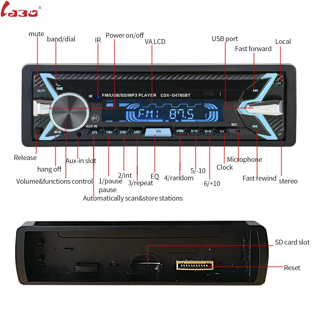 

Bluetooth V3.0 съемный Стерео Авторадио автомобильное радио 12 В в тире 1 Din FM Aux Входной приемник SD USB MP3 MMC WMA автомобильный аудиоплеер