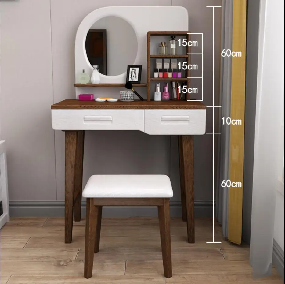 Nordic solid wood dressing table bedroom modern minimalist 3D embossed dressing table small apartment dressing table