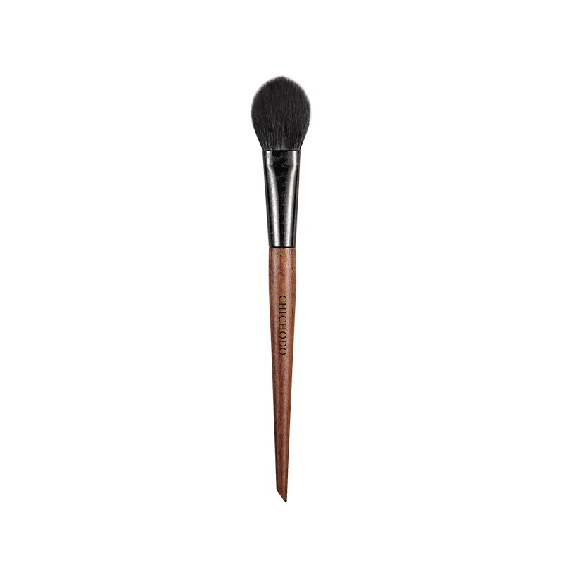 CHICHODO Makeup Brush-Amber Series Carved Tube Animal Hair Brushes-Pony+Goat Hair Blusher Brush-Peach shape pen-Beauty-F233