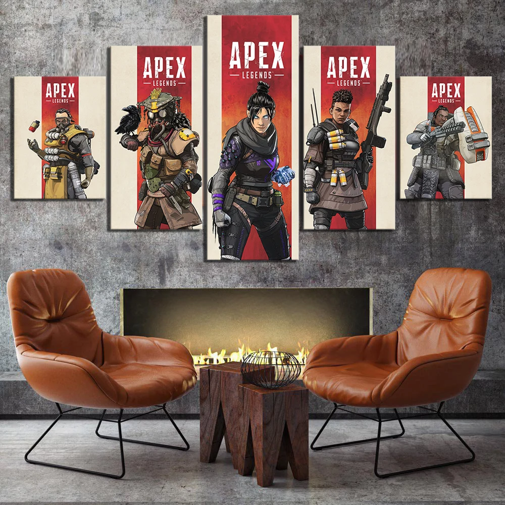 

Gamer Wall Art 5 Panel Apex Legends Game Modular Canvas Posters Pictures HD Prints Paintings Home Decor Living Room Decoration