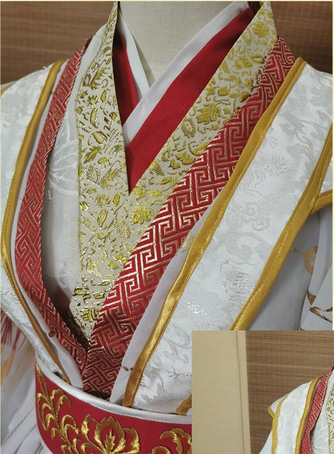 Prince YueShen White Golden Male Prince Costume Hanfu for Anime Heaven Official\'s Blessing Cos Xie Lian with hair accessory set