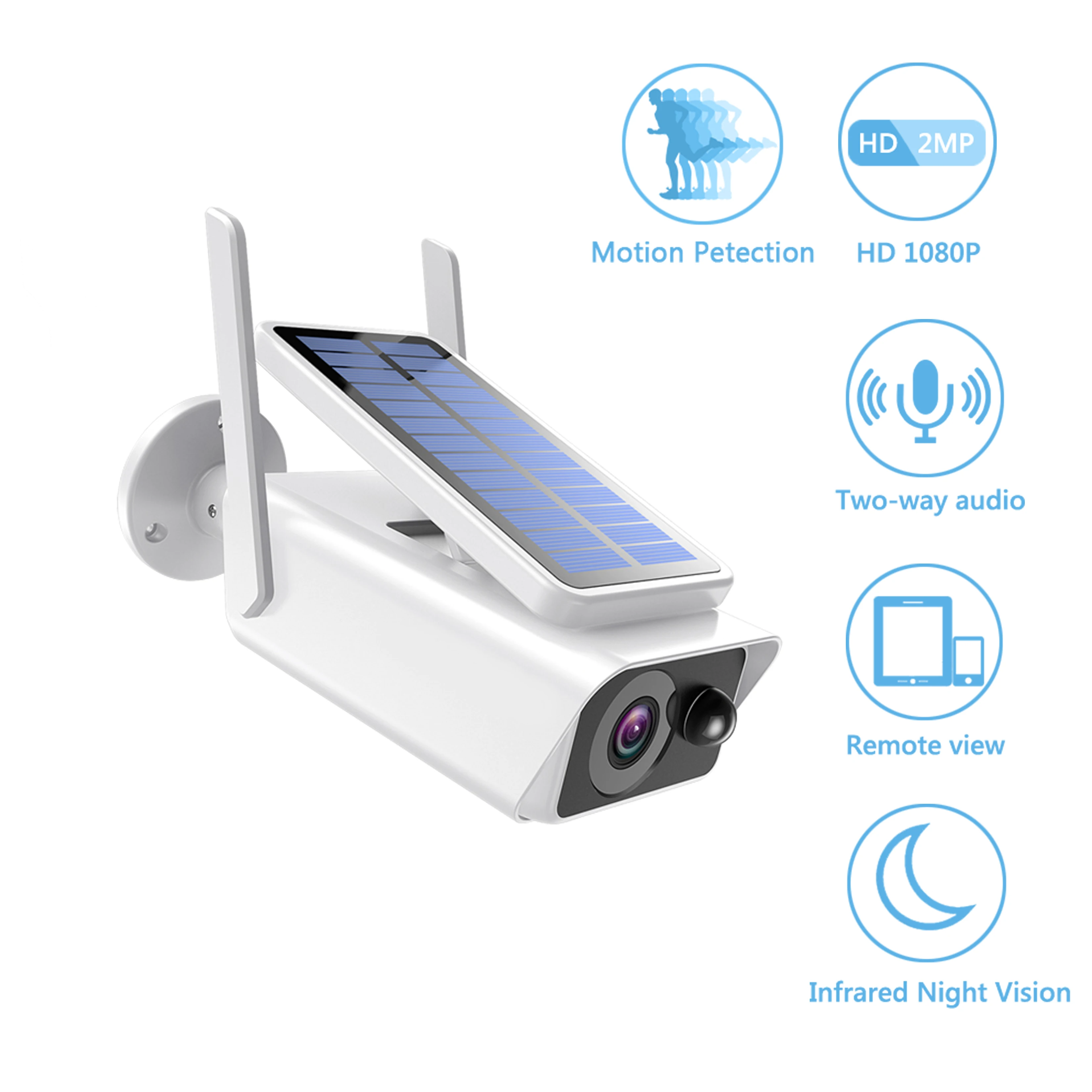 

AOUERTK 2MP Wireless CCTV Camera WIFI Solar Camera 1080P Rechargeable Battery Security Camera IP Waterproof Outdoor Camera