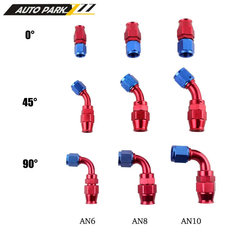 

PTFE AN6 8 10 straight 45 90 DEGREE REUSABLE SWIVEL PTFE HOSE END FITTING