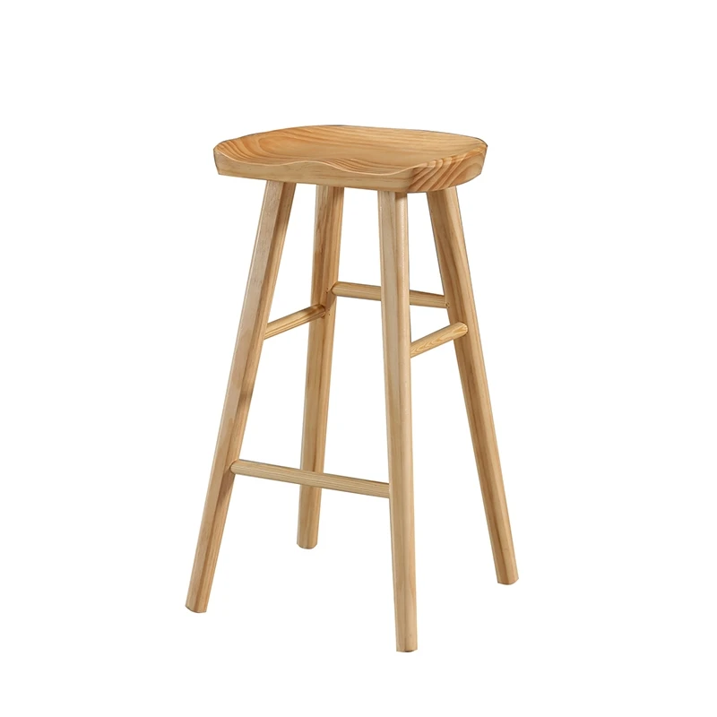 Nordic Modern Minimalist Bar Chair, Solid Wood Home Creative High Stool