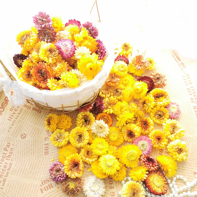 

50PCS Decorative Daisy Dried Natural Sunflower Dry Straw Chrysanthemum Heads DIY Decor Home Wedding Party Marriage Decoration