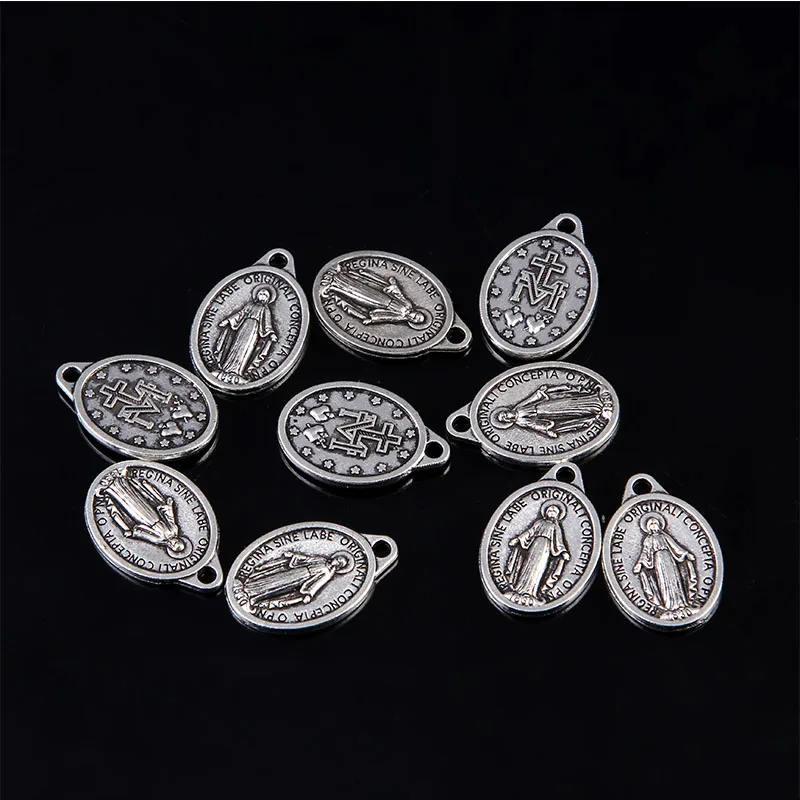 Catholic oval Virgin Mary medal charm necklace fashion craft jewelry bracelet accessory making