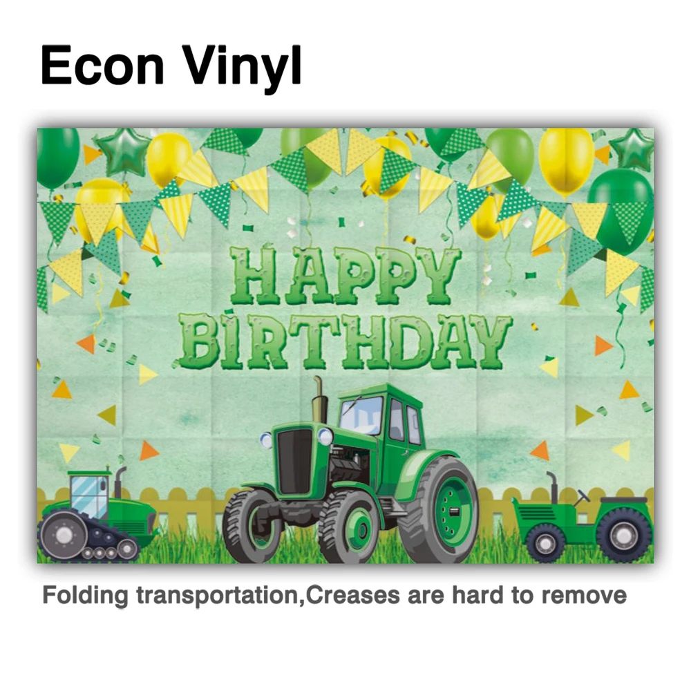 Funnytree Green Family Farm Tractor Happy 1st Birthday Party Backdrop Boy Banner Baby Shower Newborn Balloons Dots Background