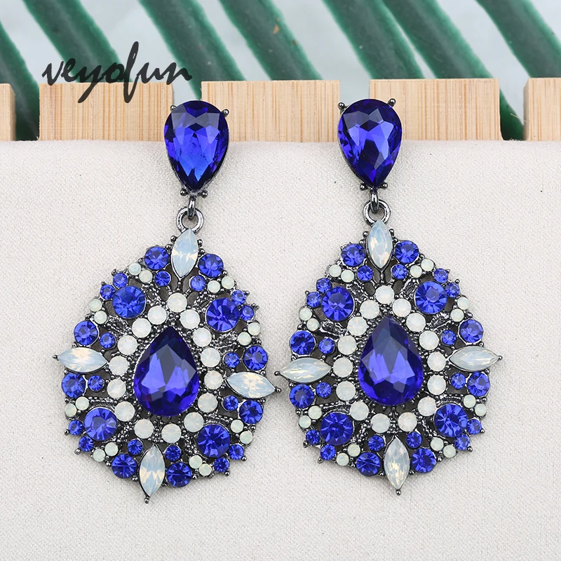 Veyofun Classic Cystal Rhinestone Drop Earrings Luxury Party Dangle Earrings Fashion Jewelry for Women Gift