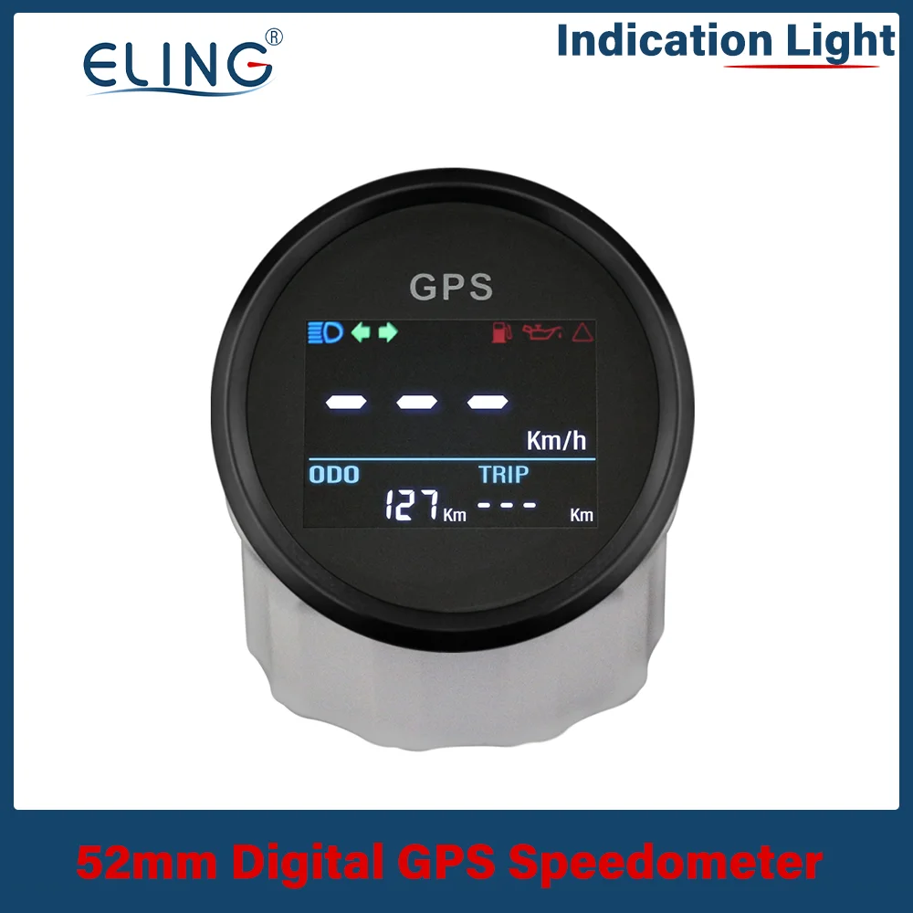 

ELING 52mm Digital GPS Speedometer LCD Speed Gauge Odometer Adjustable Mileage Trip Counter for Auto Motorcycle Boat 12V 24V