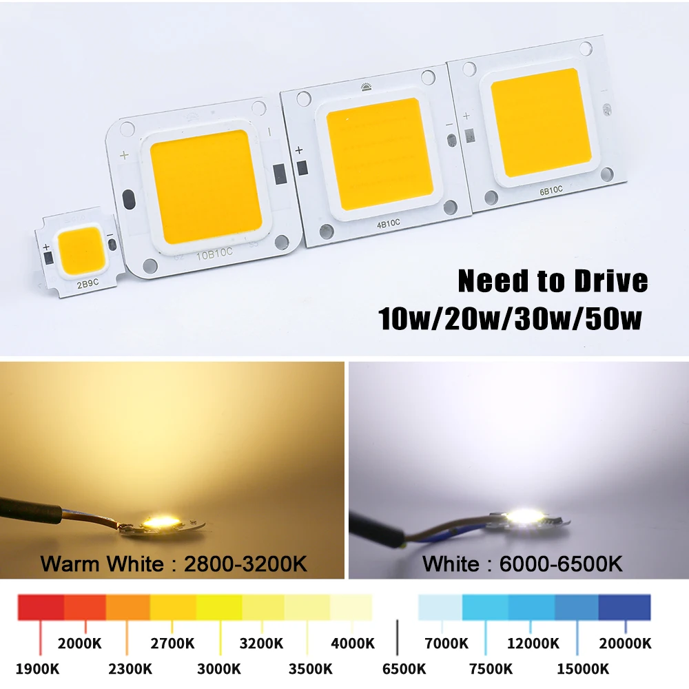 COB LED Chip 50W 30W 20W 10W 29-34V Modules LED Lamp COB CHIP Square Matrix For Spotlight Flood Light DIY Outdoor Garden