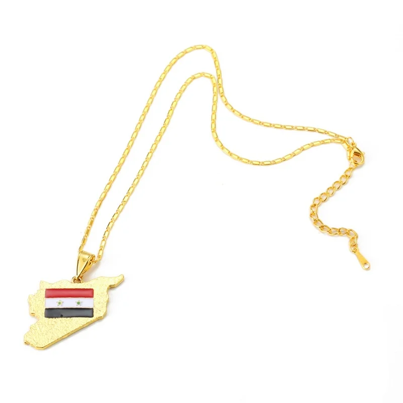 Trendy Syria Country Map Pendant Necklace Hip Hop Punk Men's Necklace New Fashion Flag Accessories Party Jewelry Wholesale