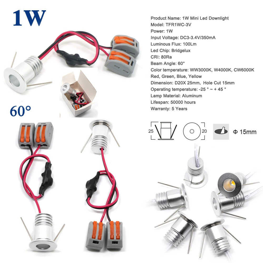 1W 2W 3W 4W DC 12V 24V 110V 220V Mini LED Bulb Spotlight Home Bed Room Spot Light Mirror Lighting Lamp CE RoHS Ceiling Lighting