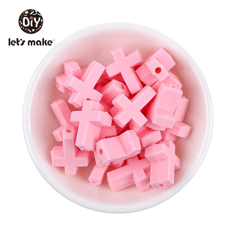 Let\'s Make Silicone Teether Beads Of Cross 10pcs Food Grade Silicone Teething Making DIY Dummy Clip Chains Baby Teethers Beads