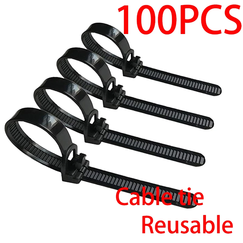 Releasable Nylon Fasteners Can Loosen Slipknot Tie Reusable Plastic Packaging Zip Tie wrap Strap 8 * 150/200/250/300