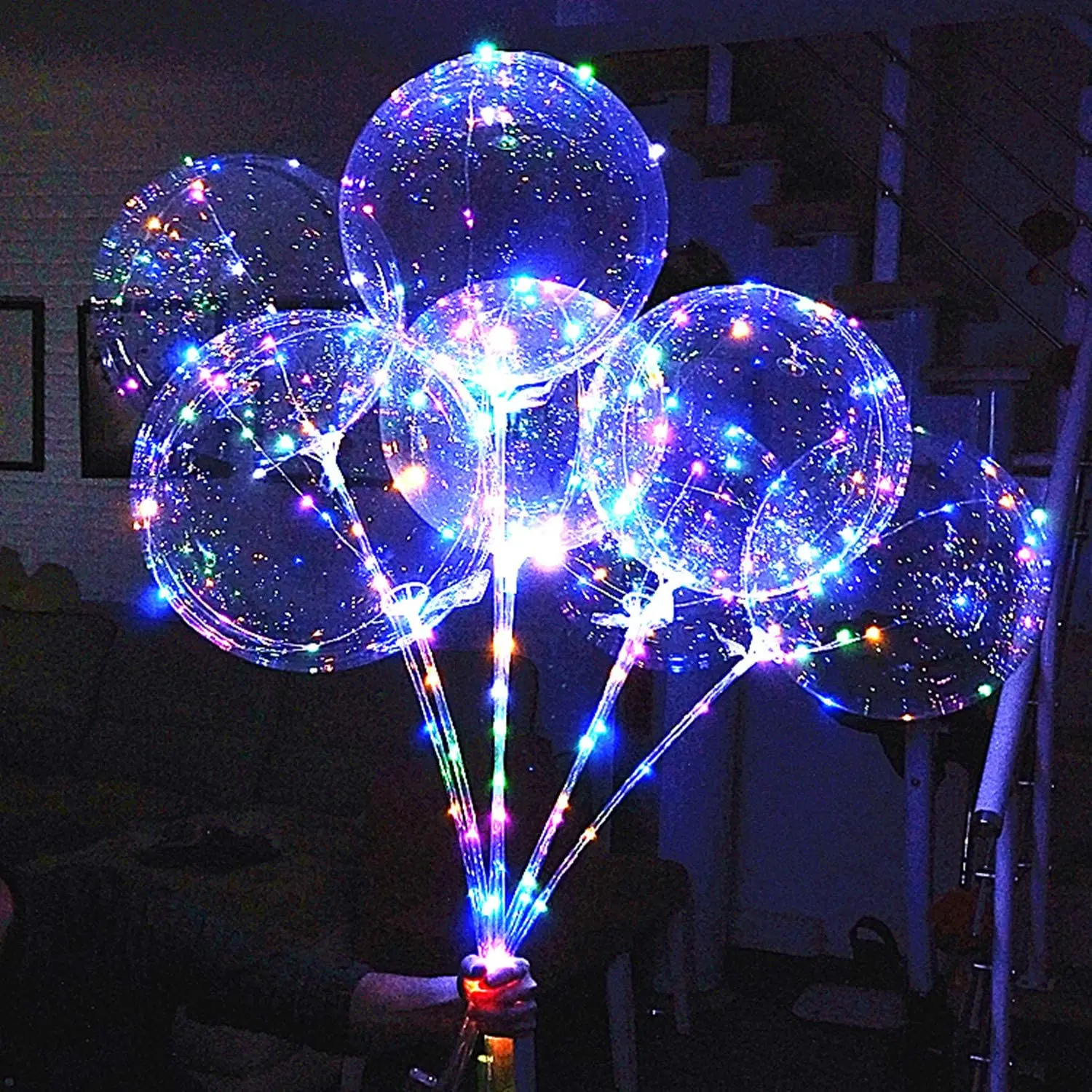 

1pc LED Light Up Balloons with Stick Flashing LED String Lights 18Inch Bubble Balloons for Christmas Birthday Party Decoration