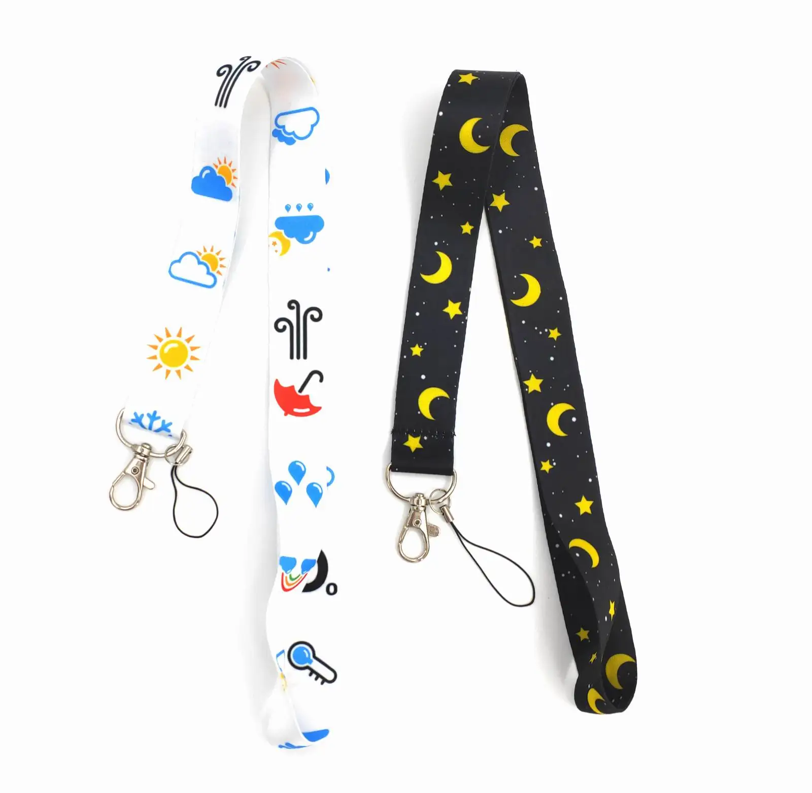 

New 50pcs Weather Forecast Stars Moon Keychain Lanyards Id Badge Holder ID Card Pass Mobile Phone USB Badge Holder Key Strap