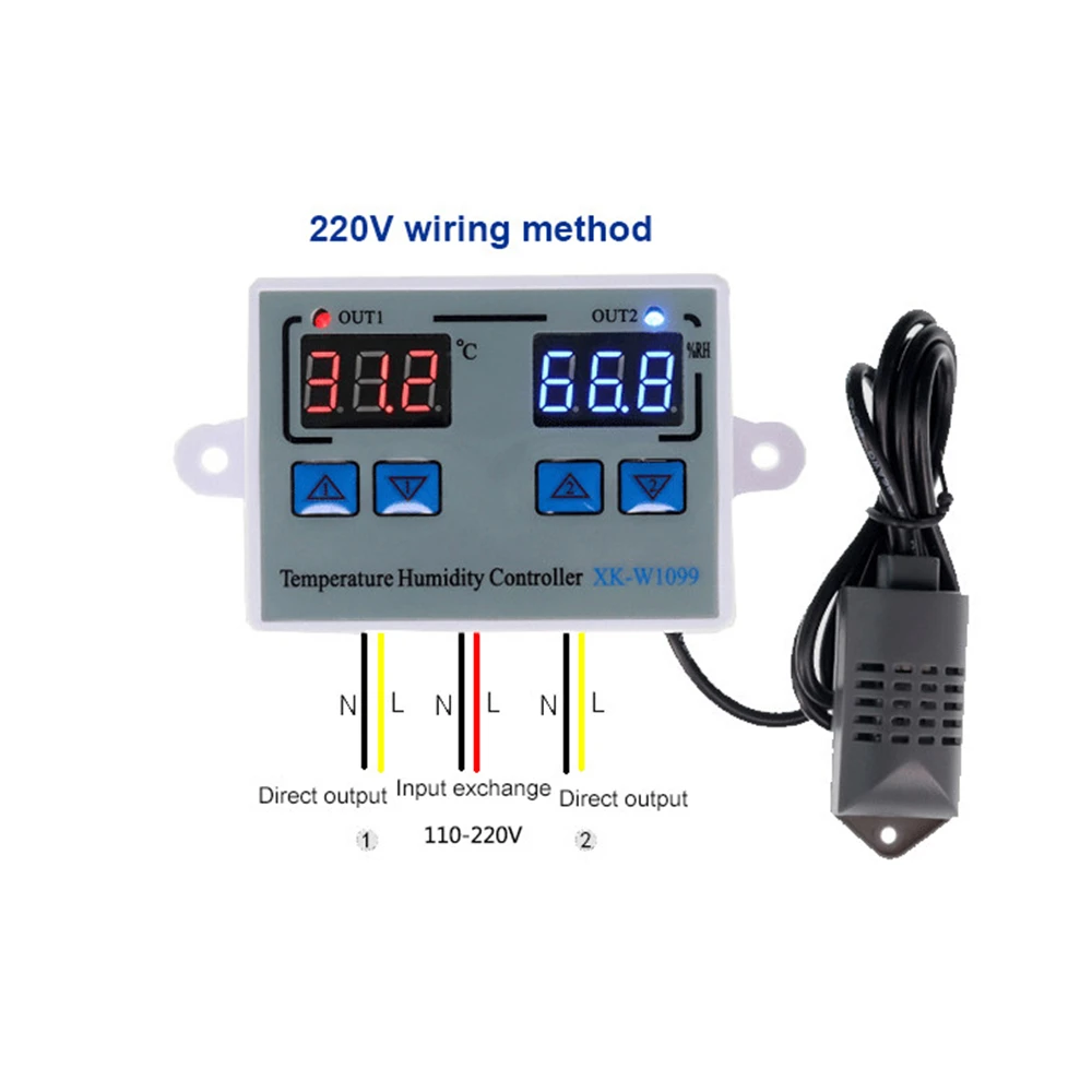W1099 Điều Khiển Kỹ Thuật Số Nhiệt Độ Độ Ẩm Điều Khiển Humidistat Bình Giữ Nhiệt Công Tắc Điều Chỉnh Nhiệt Kế Ẩm Kế 12/24/220V