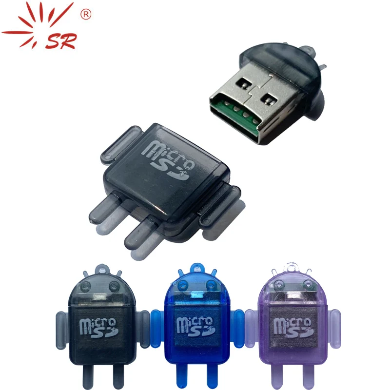 SR Robot Mini 3 Colors USB Card Reader 2.0 Adapter Flash Drive for Tablets Laptops Support Micro SD TF 64GB Memory Card