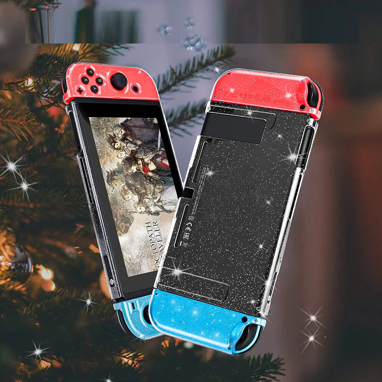 Clear Glitter TPU Soft Case Protective Cover Bling Shell for Nintendo Switch NS Joycon Controller Transparent Silicone Protector