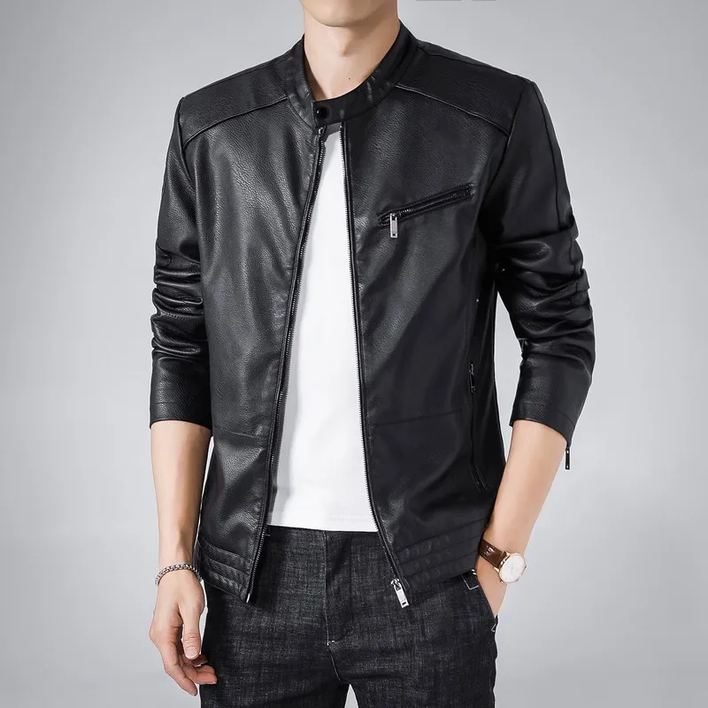 

Men Faux Leather Jacket 2022 Men Pu Motorcycle Jackets Black Jaqueta De Couro Masculina Outwear Male Motor Biker Leather Coats