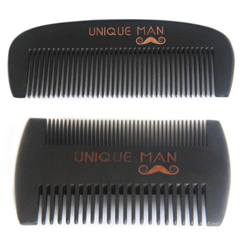 2 PC / Set Noir Peigne À Cheveux Anti-Statique Homme Peigne En Bois Humide Sec Bouclés Épais Ondulés Cheveux Raides Barbe Démêlant Peigne Pour Hommes En Gros