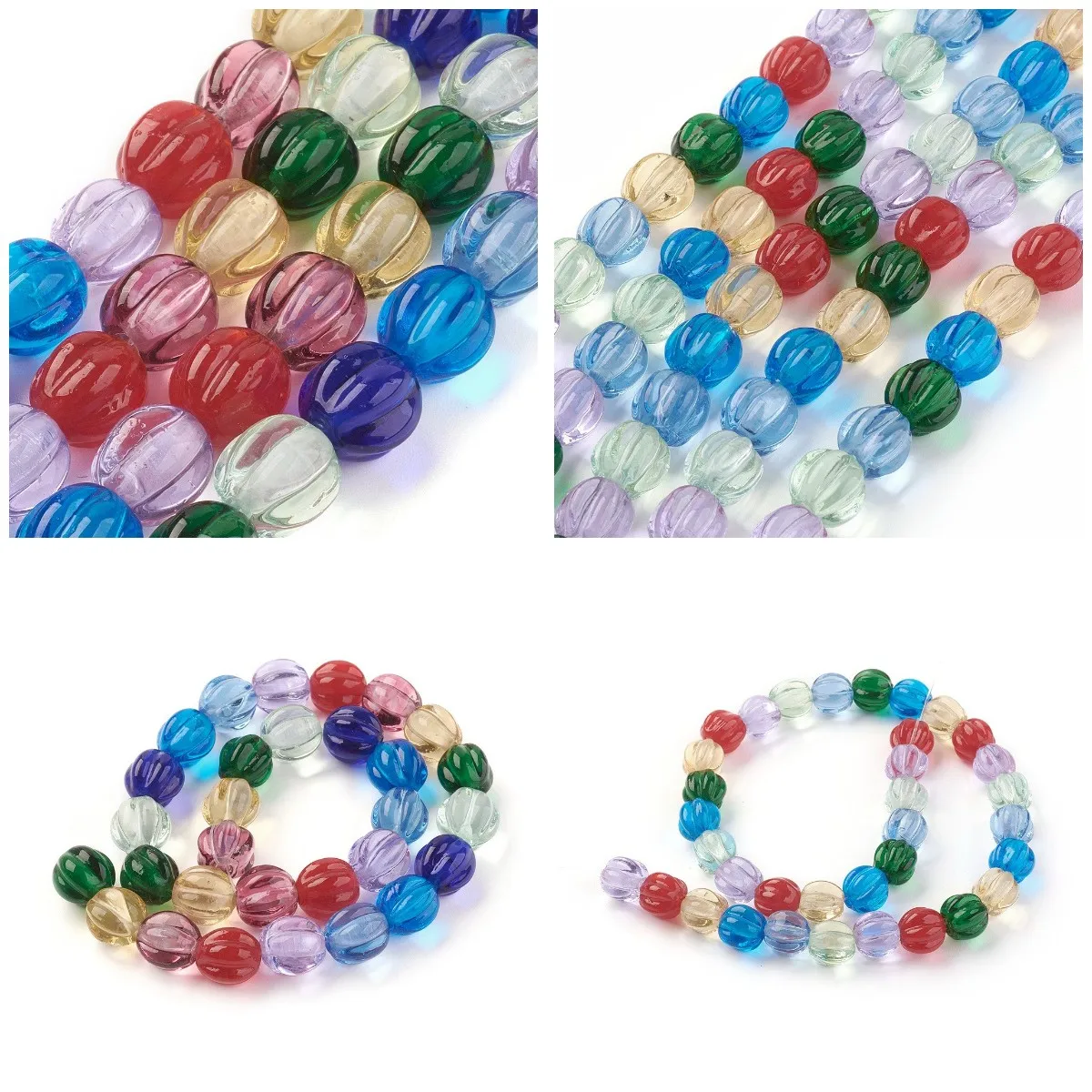 

2 Strand 12mm 10.5mm Handmade Lantern Pumpkin Lampwork Glass Beads Mixed Color Loose Bead For Bracelet DIY Craft Jewelry Making