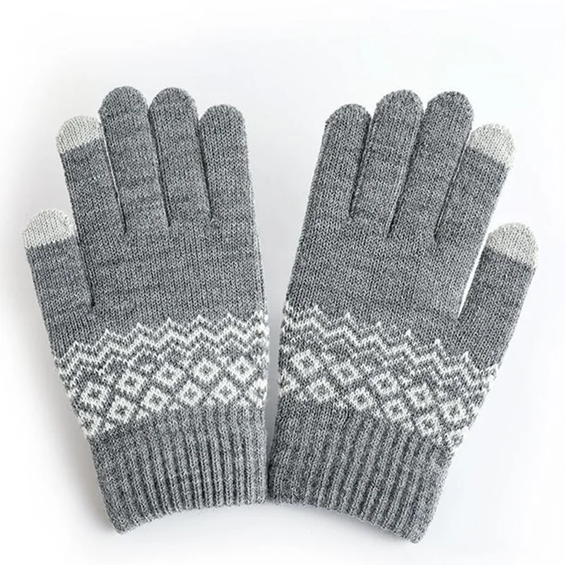 

Knit Gloves Women's Autumn Winter Warm Touch Screen Glove Velvet Acrylic Outdoor Riding Mittens Gloves Windproof