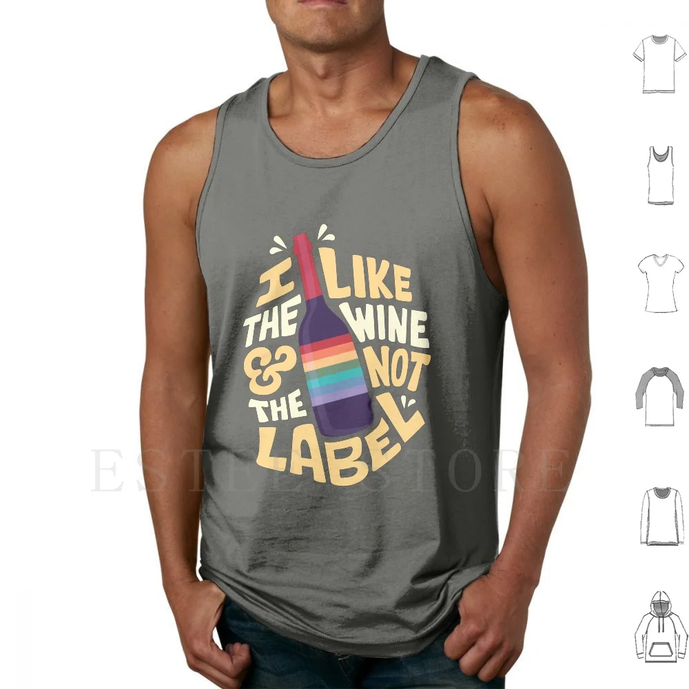 I Like The Wine Tank Tops Vest Cotton David Rose Brewer Typography Lettering Pop Culture Word Art Hand Lettering Character