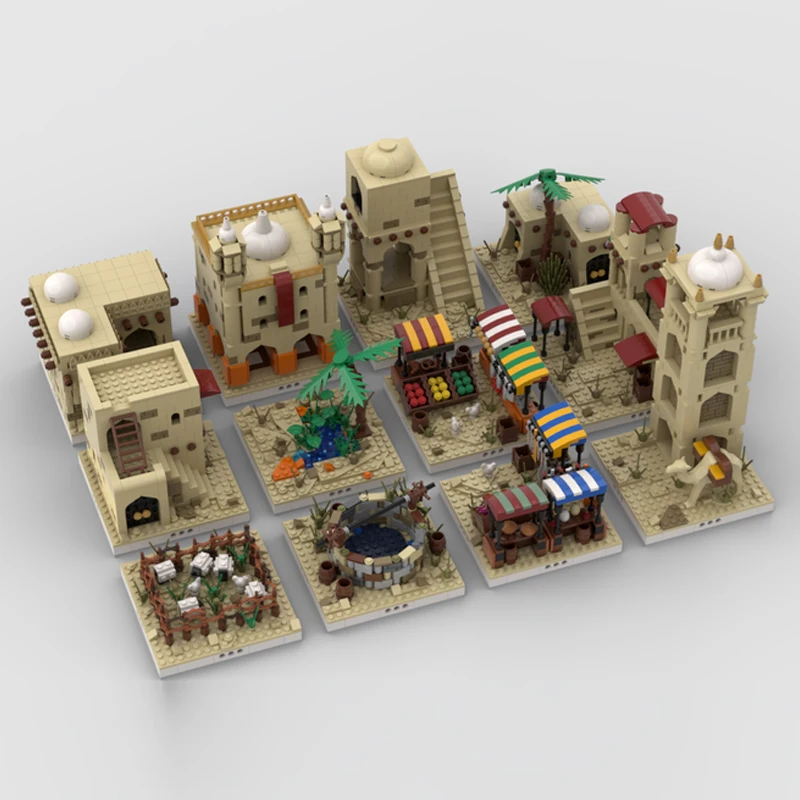 Buildmoc Plan Series Architecture MOC-32630 Mos Eisley Cantina House Desert Village Model Bricks Building Blocks Kids for Toys