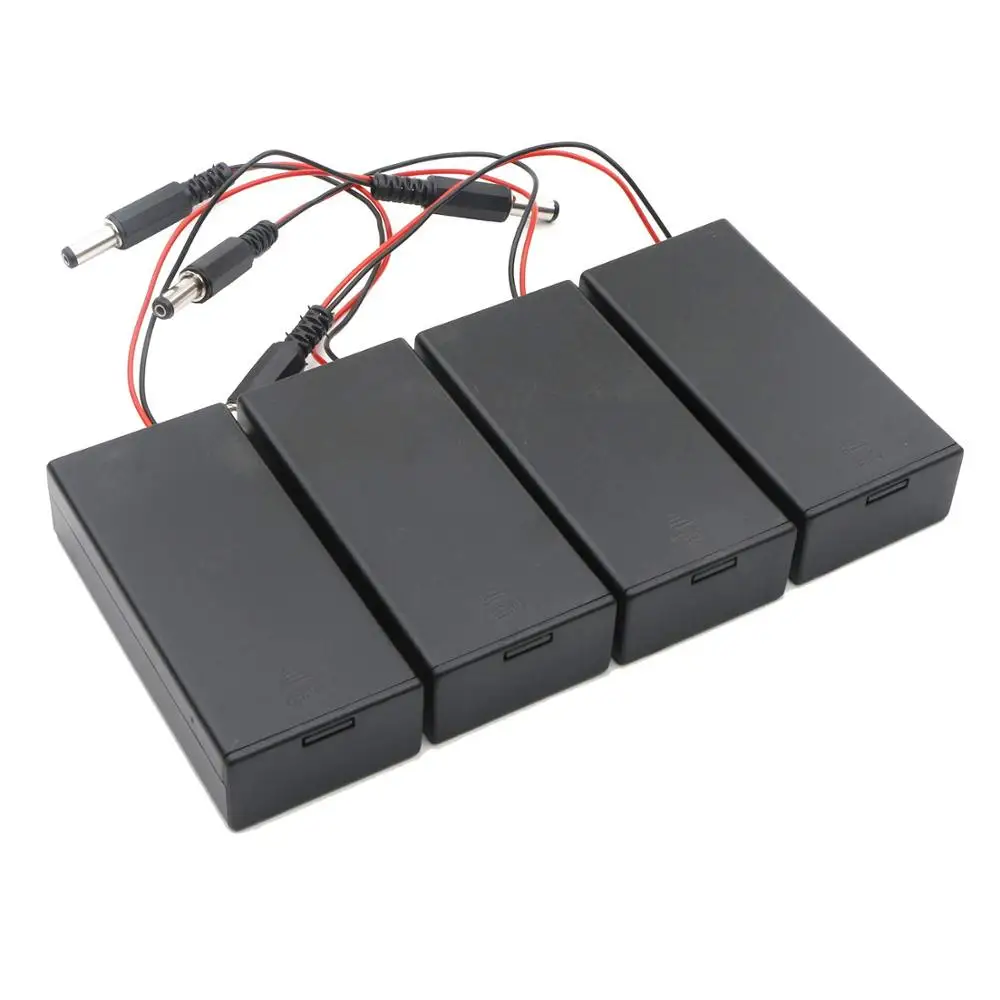 30pcs/lot 2 Slots 18650 Battery Case Holder 7.4V Battery Storage Box with 5.5x2.1mm DC  Plug ON/OFF Switch Wire Leads