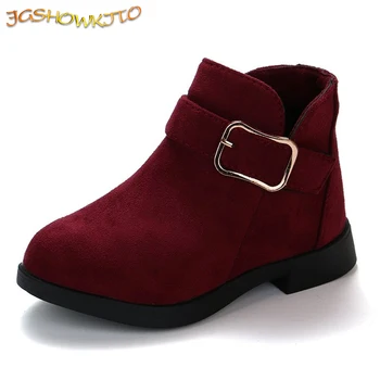 2022 Winter Mädchen Winter Stiefel Klassische Schnalle Kinder Stiefeletten Kinder Flut Stiefel Flock Mit Gummi Sohle Kurze Weiche Mode